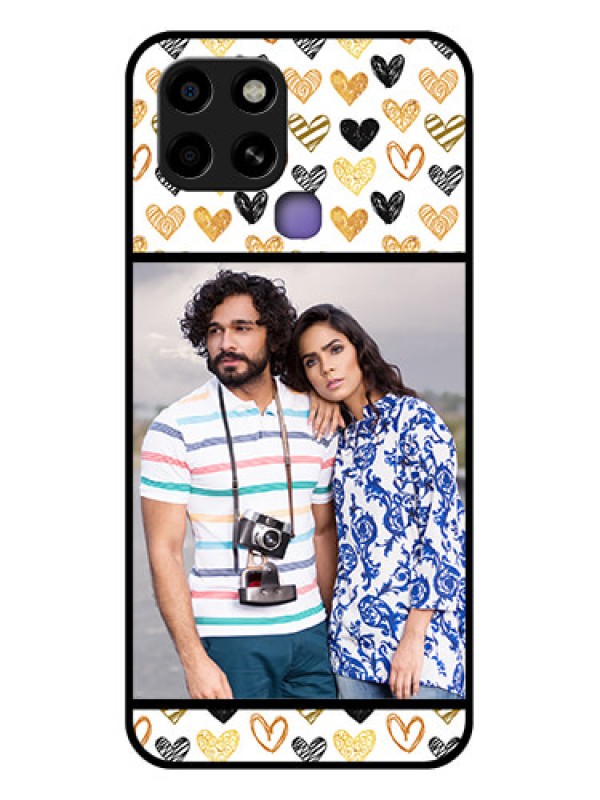 Custom Infinix Smart 6 Photo Printing on Glass Case - Love Symbol Design
