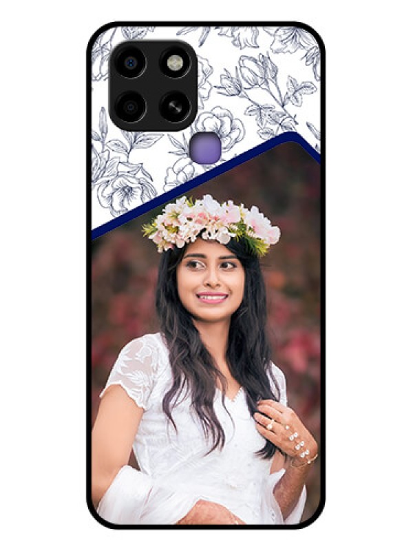 Custom Infinix Smart 6 Personalized Glass Phone Case - Premium Floral Design