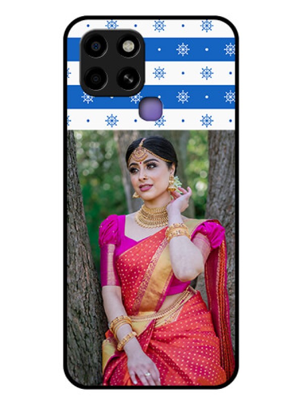 Custom Infinix Smart 6 Photo Printing on Glass Case - Snow Pattern Design
