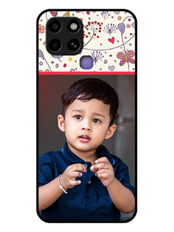 Custom Infinix Smart 6 Custom Glass Mobile Case - Premium Floral Design