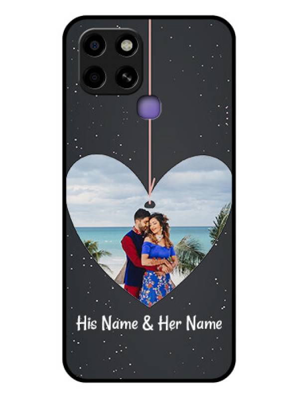 Custom Infinix Smart 6 Custom Glass Phone Case - Hanging Heart Design