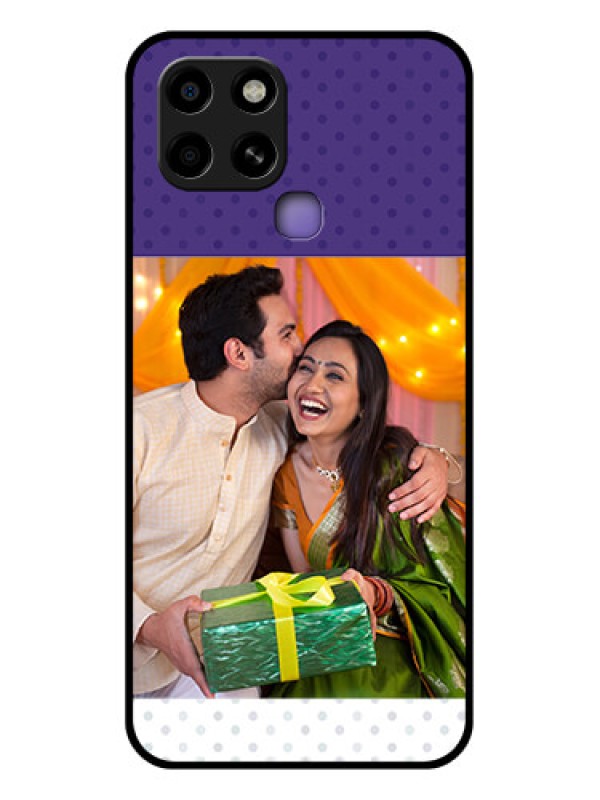Custom Infinix Smart 6 Personalized Glass Phone Case - Violet Pattern Design
