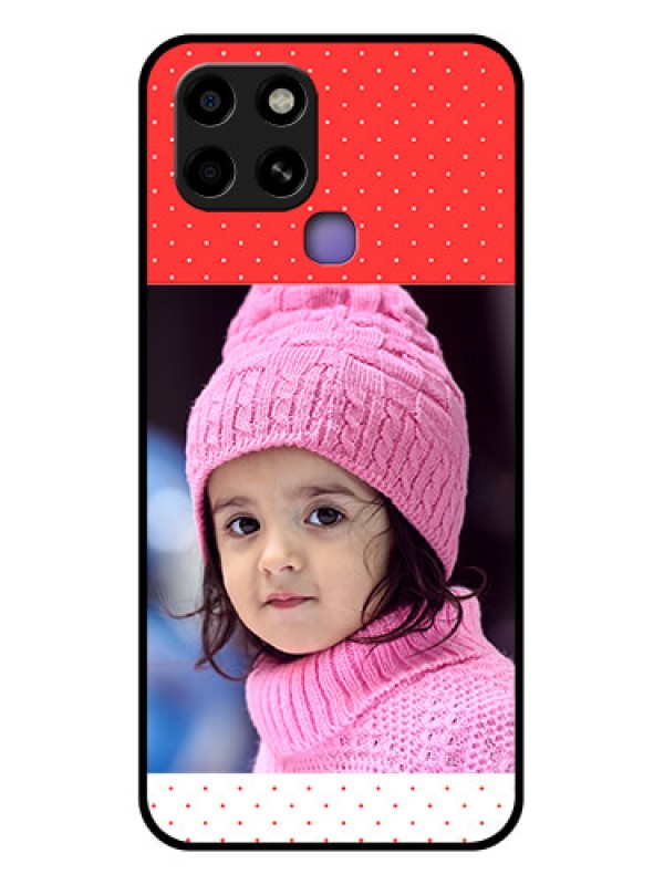 Custom Infinix Smart 6 Photo Printing on Glass Case - Red Pattern Design
