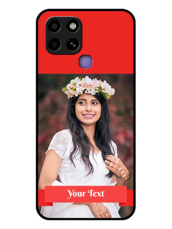 Custom Infinix Smart 6 Custom Glass Phone Case - Simple Red Color Design