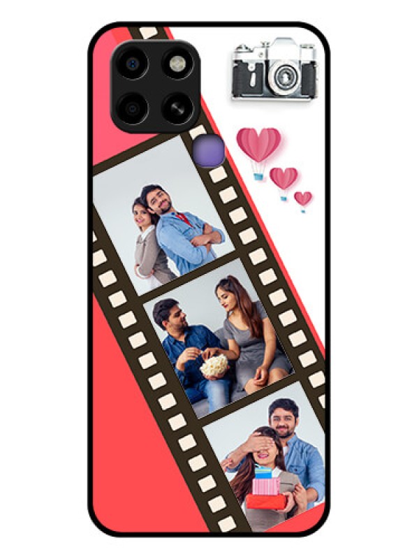 Custom Infinix Smart 6 Personalized Glass Phone Case - 3 Image Holder with Film Reel