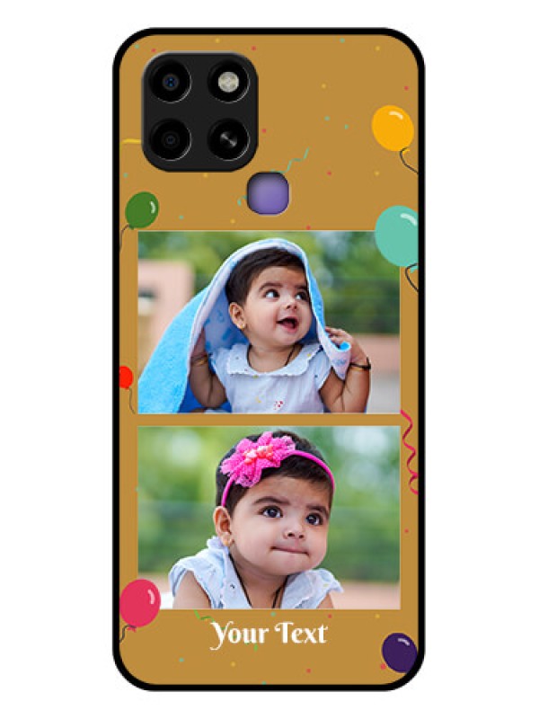 Custom Infinix Smart 6 Personalized Glass Phone Case - Image Holder with Birthday Celebrations Design