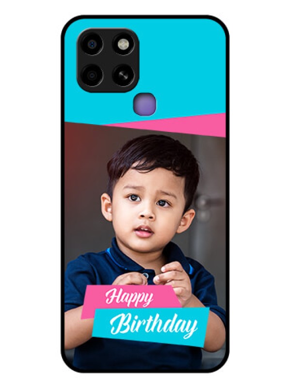 Custom Infinix Smart 6 Personalized Glass Phone Case - Image Holder with 2 Color Design