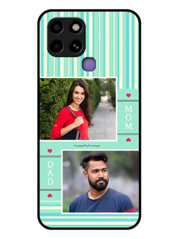 Custom Infinix Smart 6 Custom Glass Phone Case - Mom & Dad Pic Design