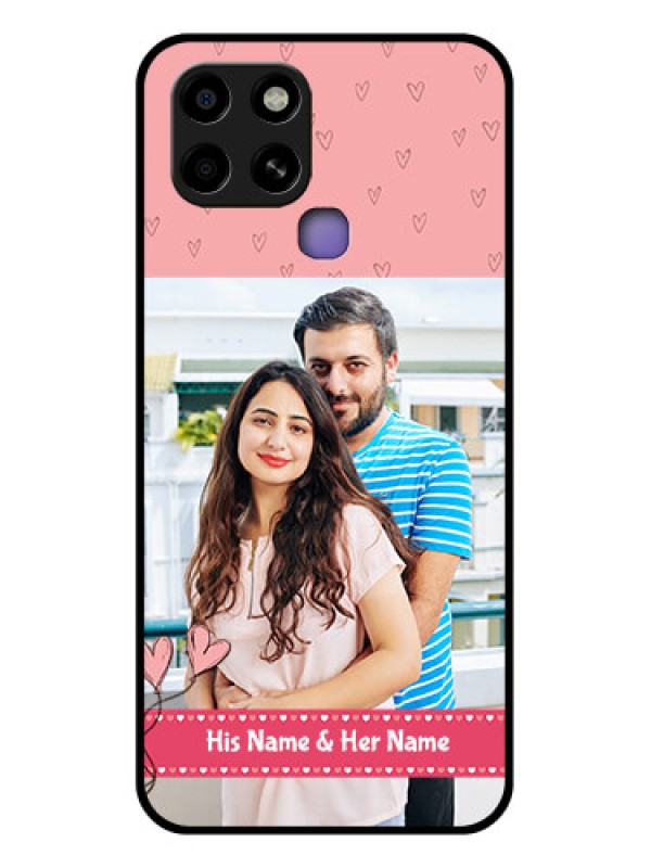 Custom Infinix Smart 6 Personalized Glass Phone Case - Love Design Peach Color