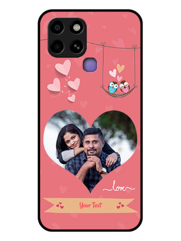 Custom Infinix Smart 6 Personalized Glass Phone Case - Peach Color Love Design