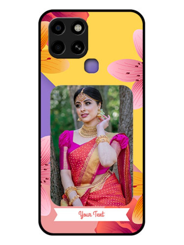 Custom Infinix Smart 6 Custom Glass Mobile Case - 3 Image With Vintage Floral Design