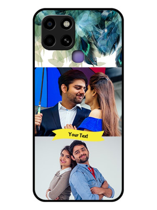 Custom Infinix Smart 6 Personalized Glass Phone Case - Image with Boho Peacock Feather Design