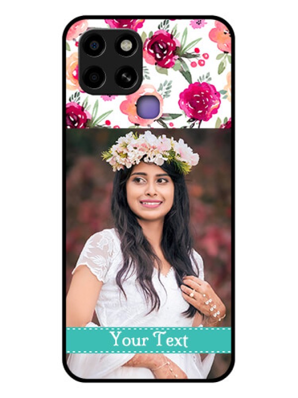 Custom Infinix Smart 6 Custom Glass Phone Case - Watercolor Floral Design