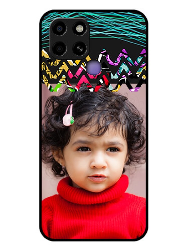 Custom Infinix Smart 6 Personalized Glass Phone Case - Neon Abstract Design