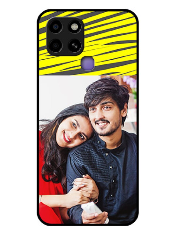 Custom Infinix Smart 6 Photo Printing on Glass Case - Yellow Abstract Design