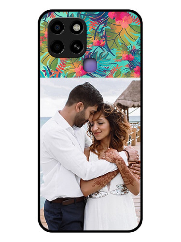 Custom Infinix Smart 6 Photo Printing on Glass Case - Watercolor Floral Design