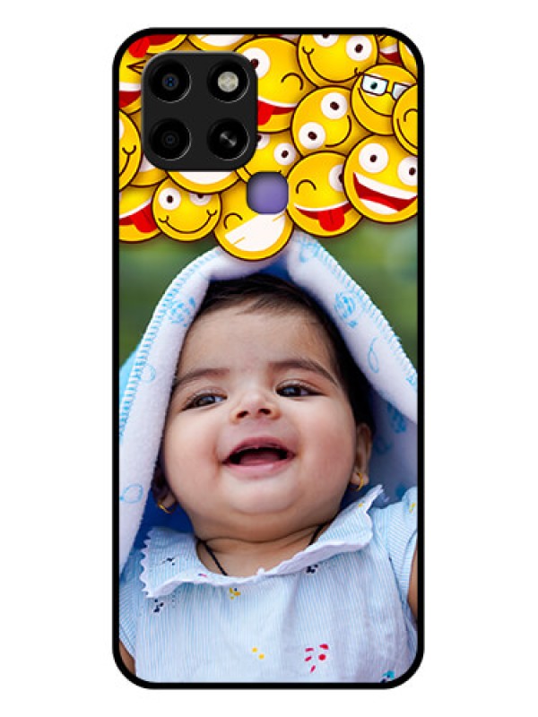 Custom Infinix Smart 6 Custom Glass Mobile Case - with Smiley Emoji Design
