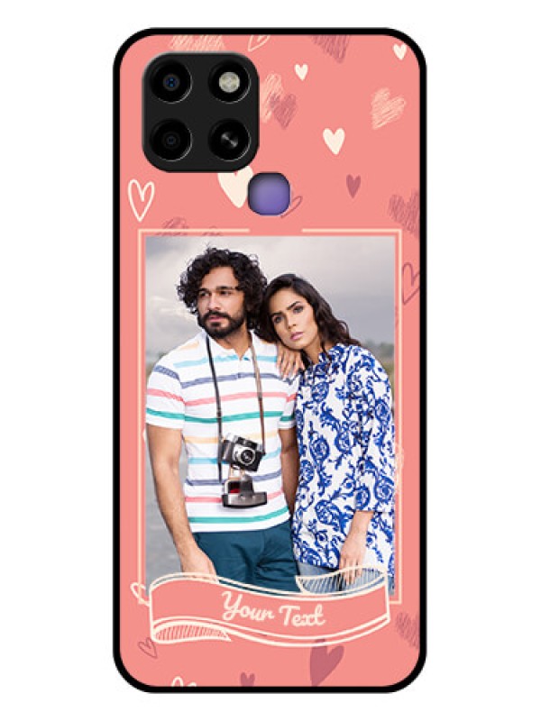 Custom Infinix Smart 6 Custom Glass Phone Case - Love doodle art Design