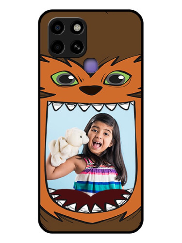 Custom Infinix Smart 6 Photo Printing on Glass Case - Owl Monster Back Case Design