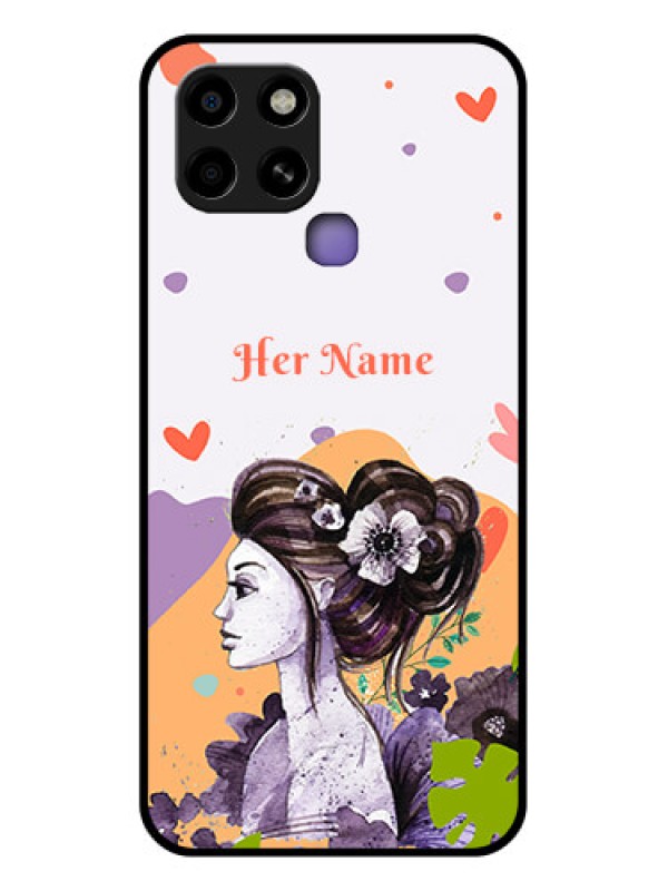 Custom Infinix Smart 6 Personalized Glass Phone Case - Woman And Nature Design