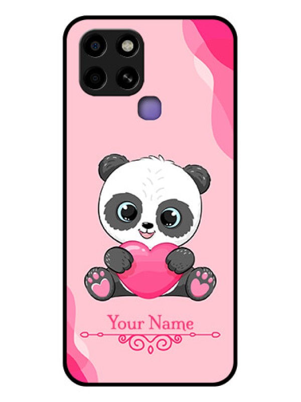 Custom Infinix Smart 6 Custom Glass Mobile Case - Cute Panda Design