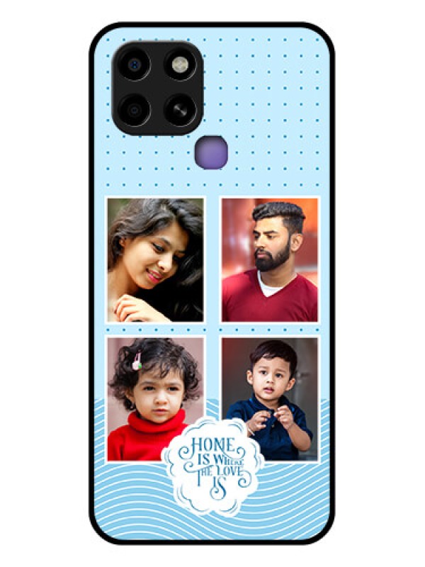 Custom Infinix Smart 6 Custom Glass Phone Case - Cute love quote with 4 pic upload Design