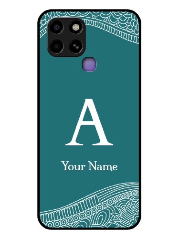 Custom Infinix Smart 6 Personalized Glass Phone Case - line art pattern with custom name Design