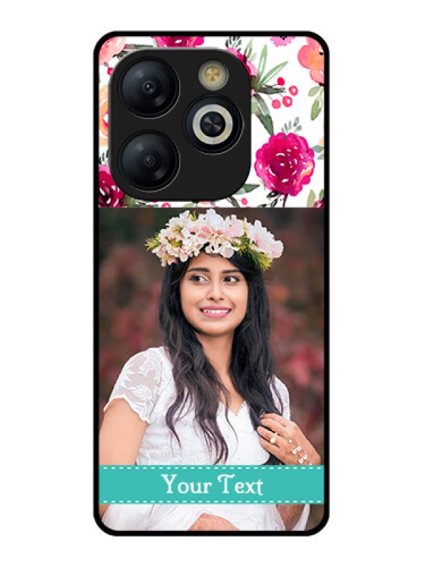 Custom Smart 8 HD Custom Glass Phone Case - Water Colors Floral Design