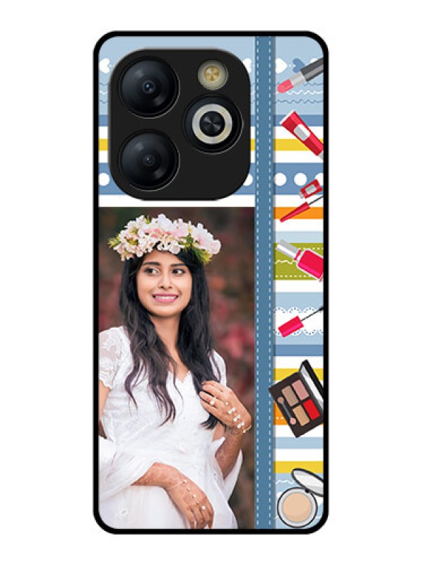 Custom Smart 8 HD Custom Glass Phone Case - Makeup Icons Design