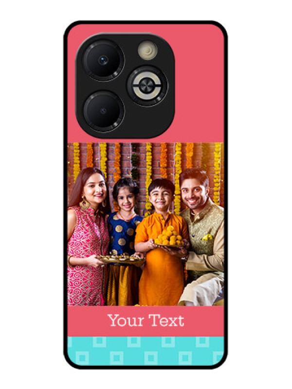 Custom Smart 8 Plus Custom Glass Phone Case - Peach and Blue Color Design