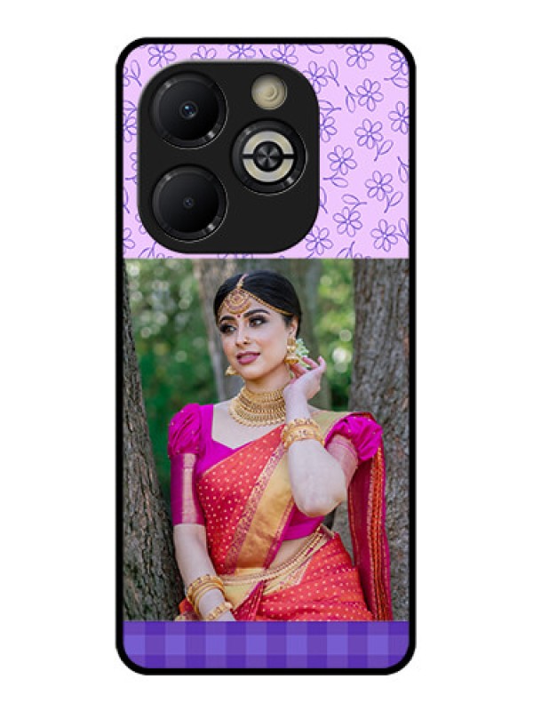 Custom Smart 8 Plus Custom Glass Phone Case - Purple Floral Design