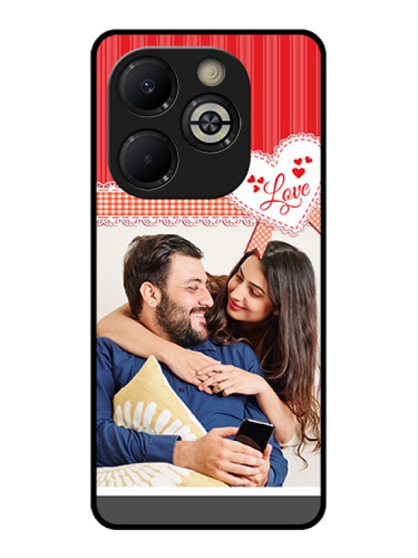 Custom Smart 8 Plus Custom Glass Phone Case - Red Love Pattern Design