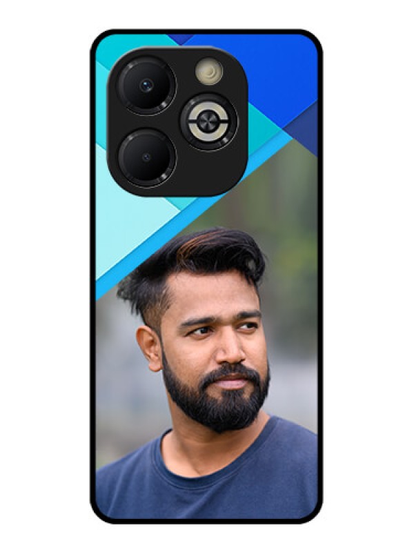 Custom Smart 8 Plus Custom Glass Phone Case - Blue Pattern Design