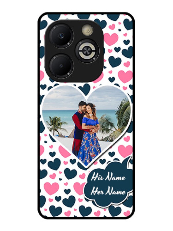 Custom Smart 8 Plus Custom Glass Phone Case - Pink and Blue Heart Design
