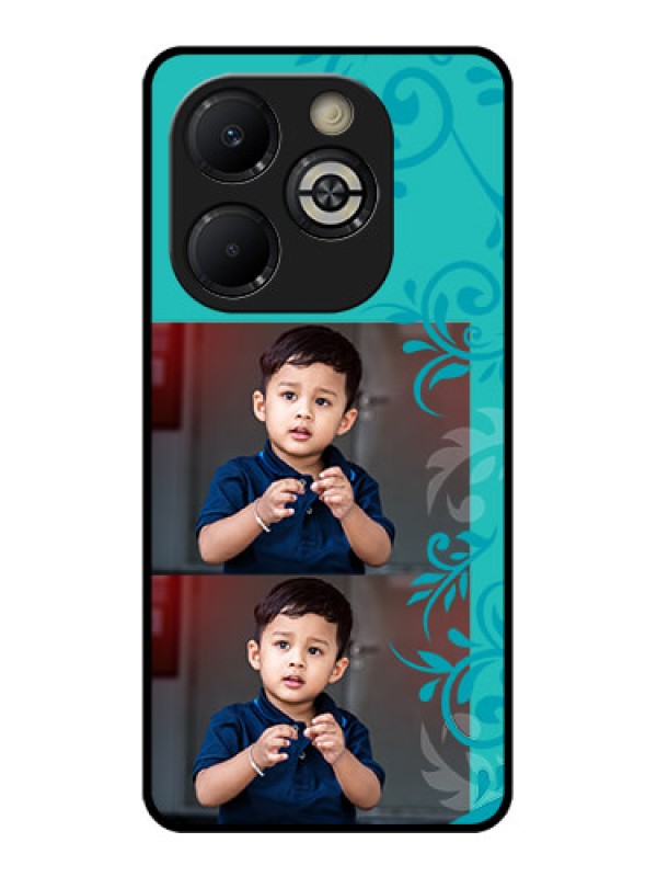 Custom Smart 8 Plus Custom Glass Phone Case - With Photo And Green Floral Design