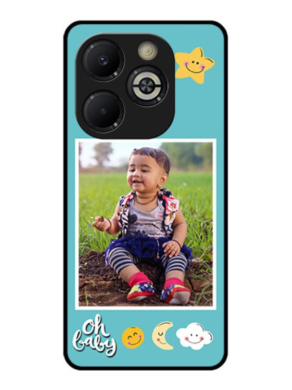 Custom Smart 8 Plus Custom Glass Phone Case - Smiley Kids Stars Design