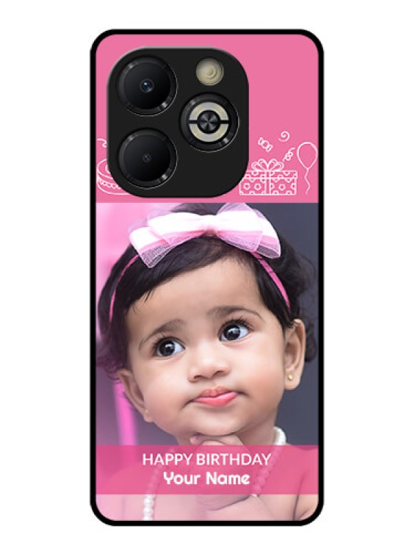 Custom Smart 8 Plus Custom Glass Phone Case - With Birthday Line Art Design