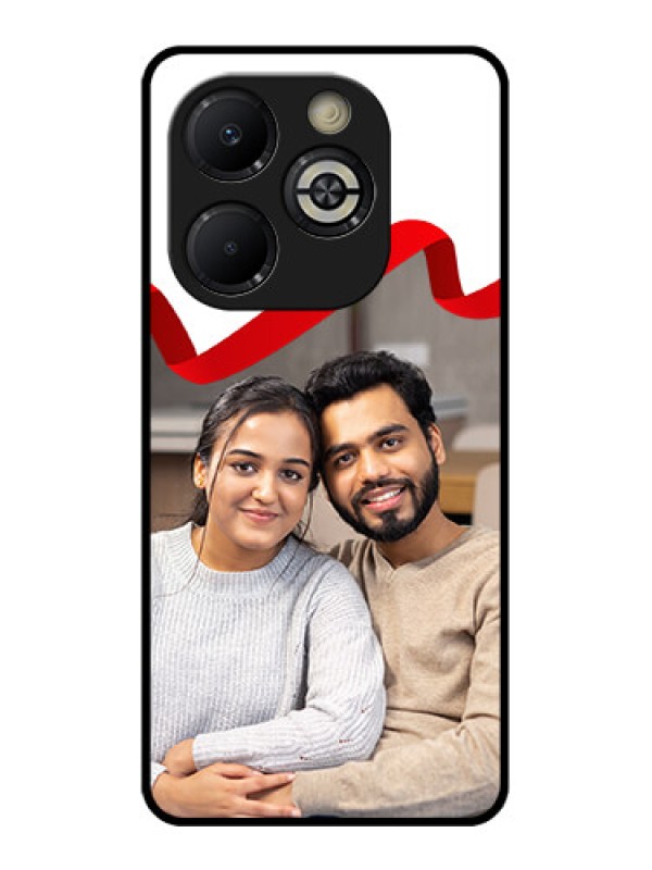 Custom Smart 8 Plus Custom Glass Phone Case - Red Ribbon Frame Design