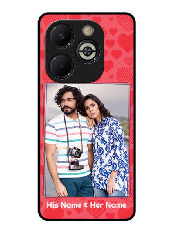 Custom Smart 8 Plus Custom Glass Phone Case - With Red Heart Symbols Design