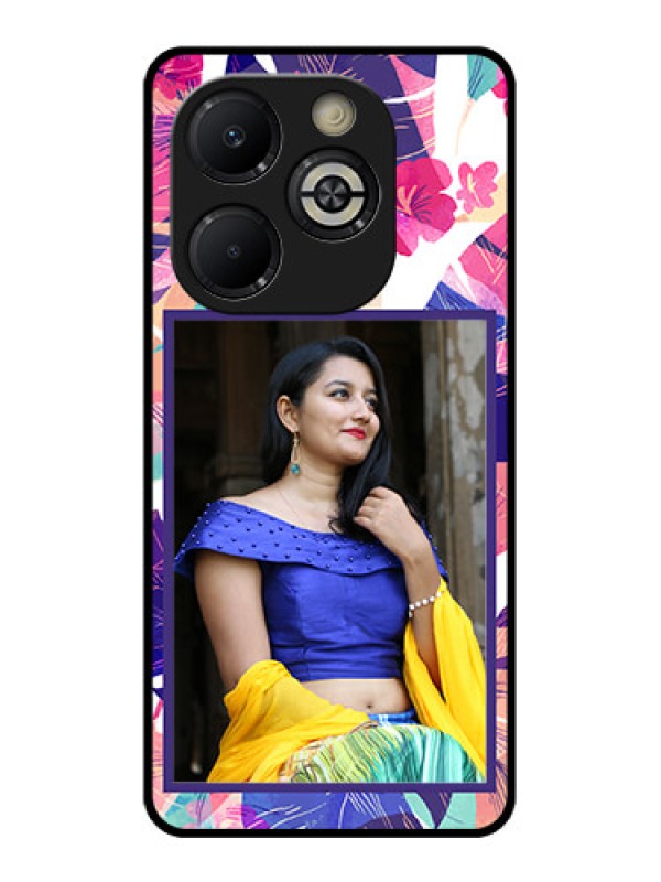 Custom Smart 8 Plus Custom Glass Phone Case - Abstract Floral Design