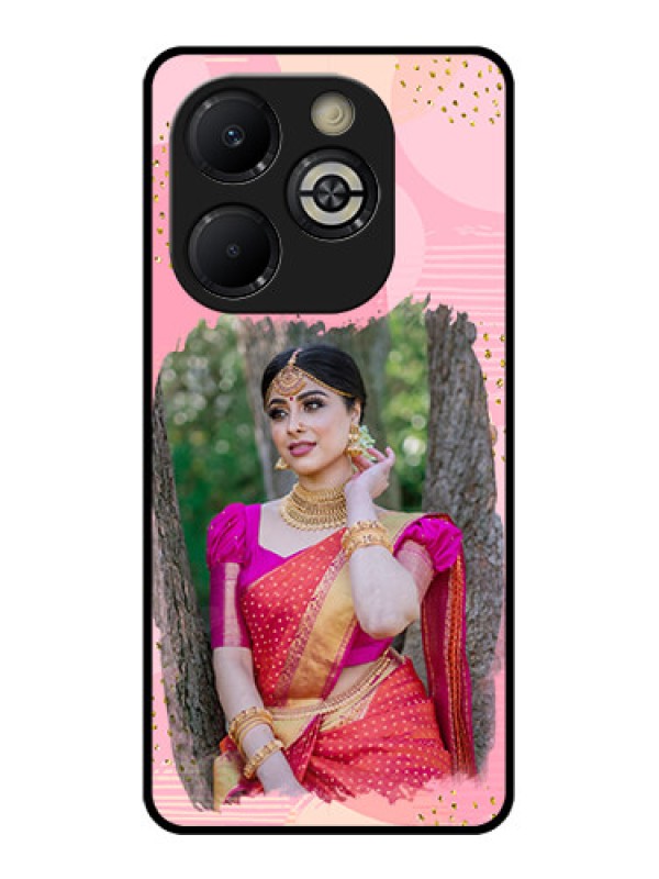 Custom Smart 8 Plus Custom Glass Phone Case - Gold Glitter Splash Design