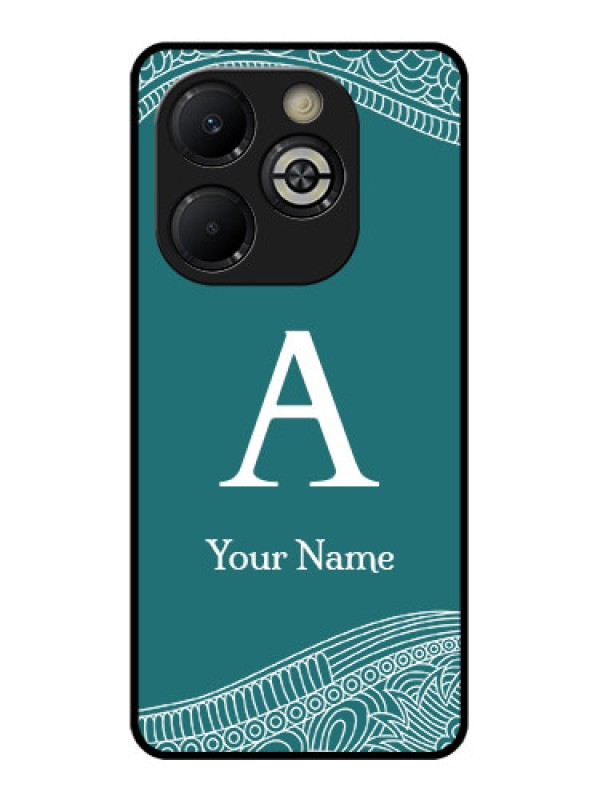 Custom Smart 8 Plus Custom Glass Phone Case - Line Art Pattern With Custom Name Design