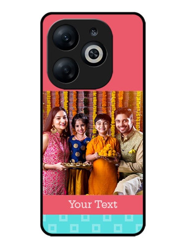 Custom Infinix Smart 8 Custom Glass Phone Case - Peach & Blue Color Design