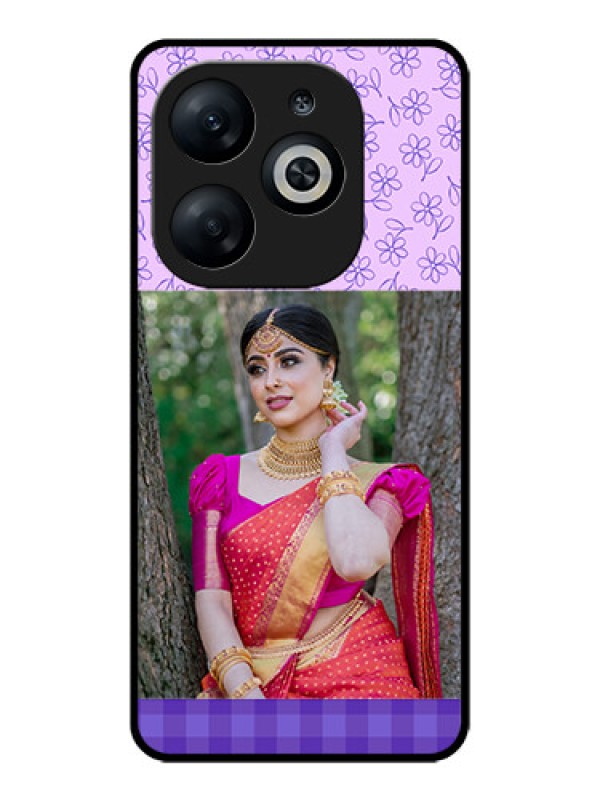 Custom Infinix Smart 8 Custom Glass Phone Case - Purple Floral Design