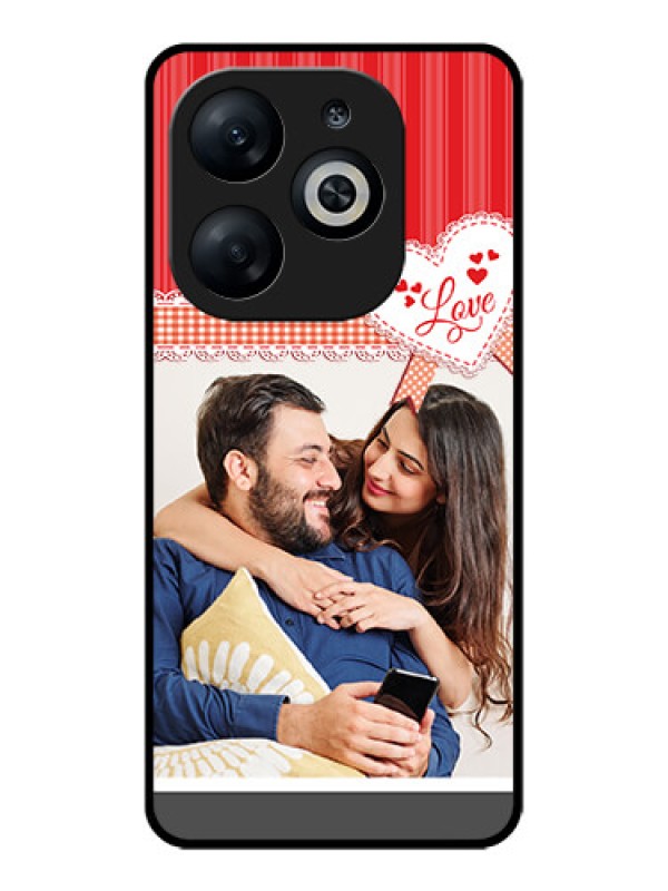 Custom Infinix Smart 8 Custom Glass Phone Case - Red Love Pattern Design