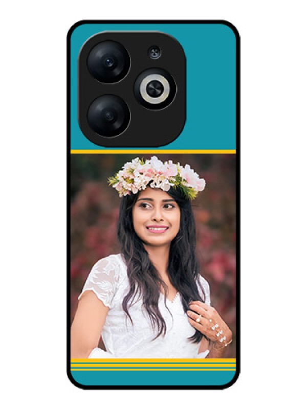 Custom Infinix Smart 8 Custom Glass Phone Case - Yellow & Blue Design