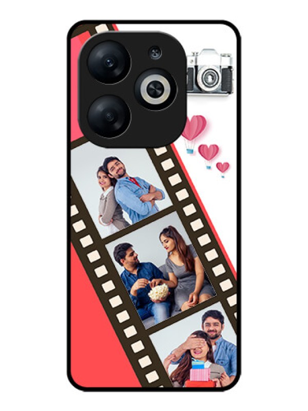 Custom Infinix Smart 8 Custom Glass Phone Case - 3 Image Holder With Film Reel
