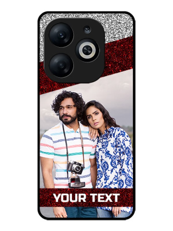 Custom Infinix Smart 8 Custom Glass Phone Case - Image Holder With Glitter Strip Design