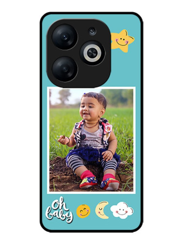 Custom Infinix Smart 8 Custom Glass Phone Case - Smiley Kids Stars Design