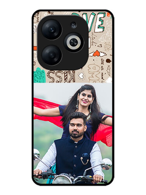 Custom Infinix Smart 8 Custom Glass Phone Case - Love Doodle Pattern